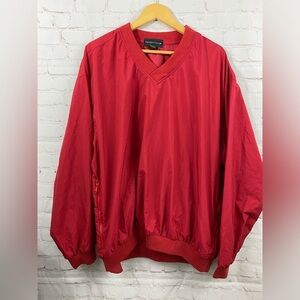 VINTAGE Izod Windbreaker Jacket Mens Large Crimson Red 100% Nylon Pullover